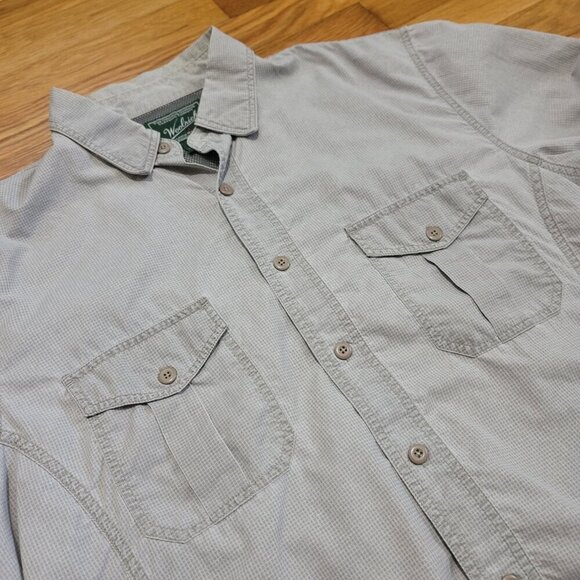 Woolrich Gray Ripstop Lightweight Hiking Outdoor Vented Shirt Medium M Button - Picture 2 of 6